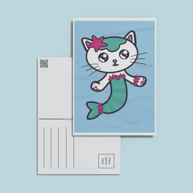 Mermaid-Cat Postcard